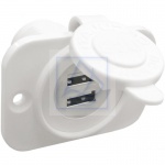 Gniazdo podwójne wpuszczane USB plastik białe 12V