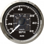 Prędkościomierz uniwersalny 0-65MPH (0-105 km/h) KUS czarny z ramką SS  